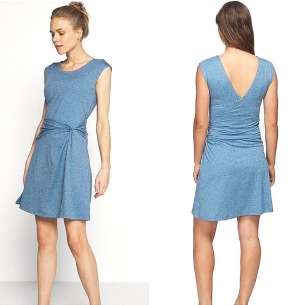 EUC Patagonia Heather Blue Seabrook Twist Front Surplice Back Dress - Size Large